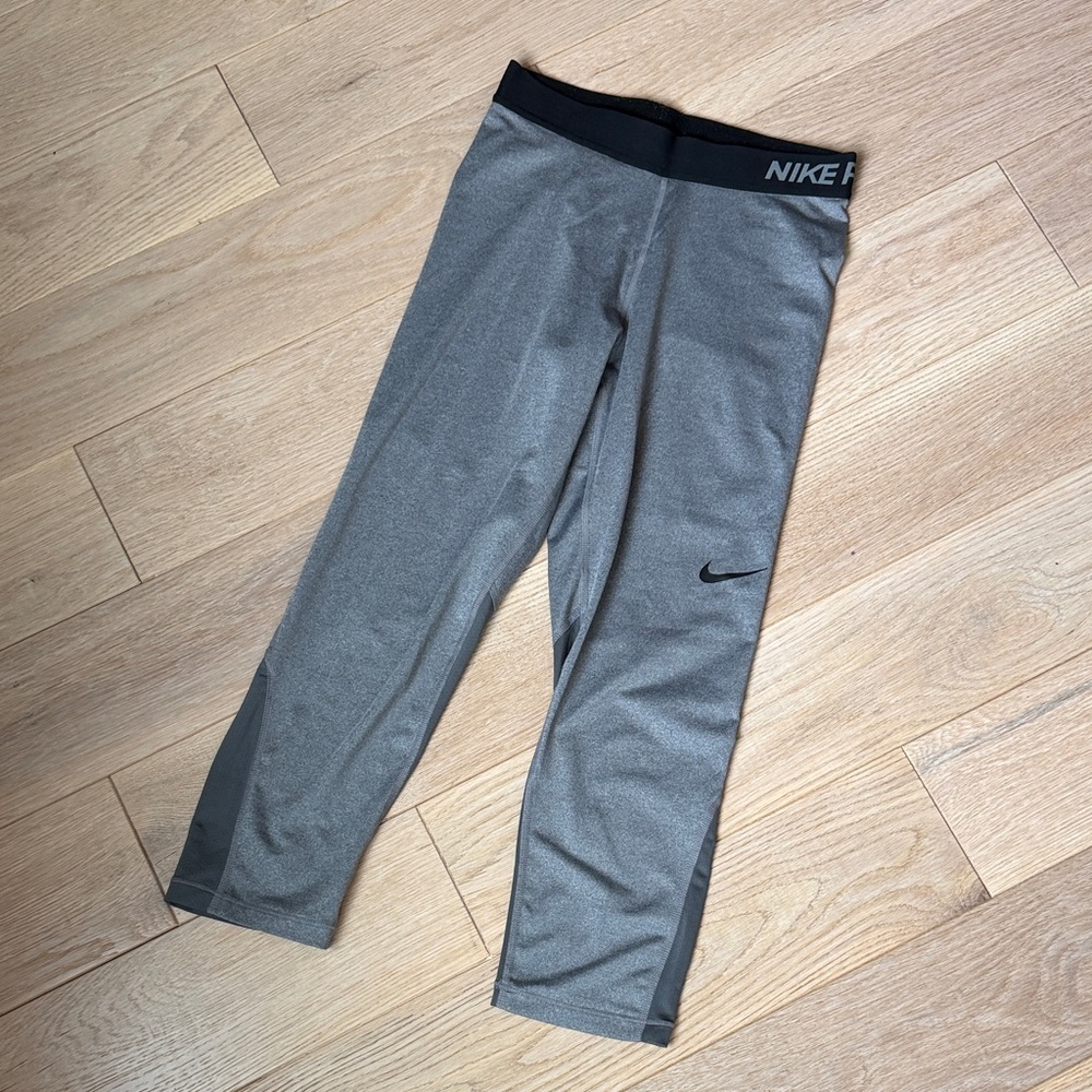 Nike Gray and Black Capri Leggings